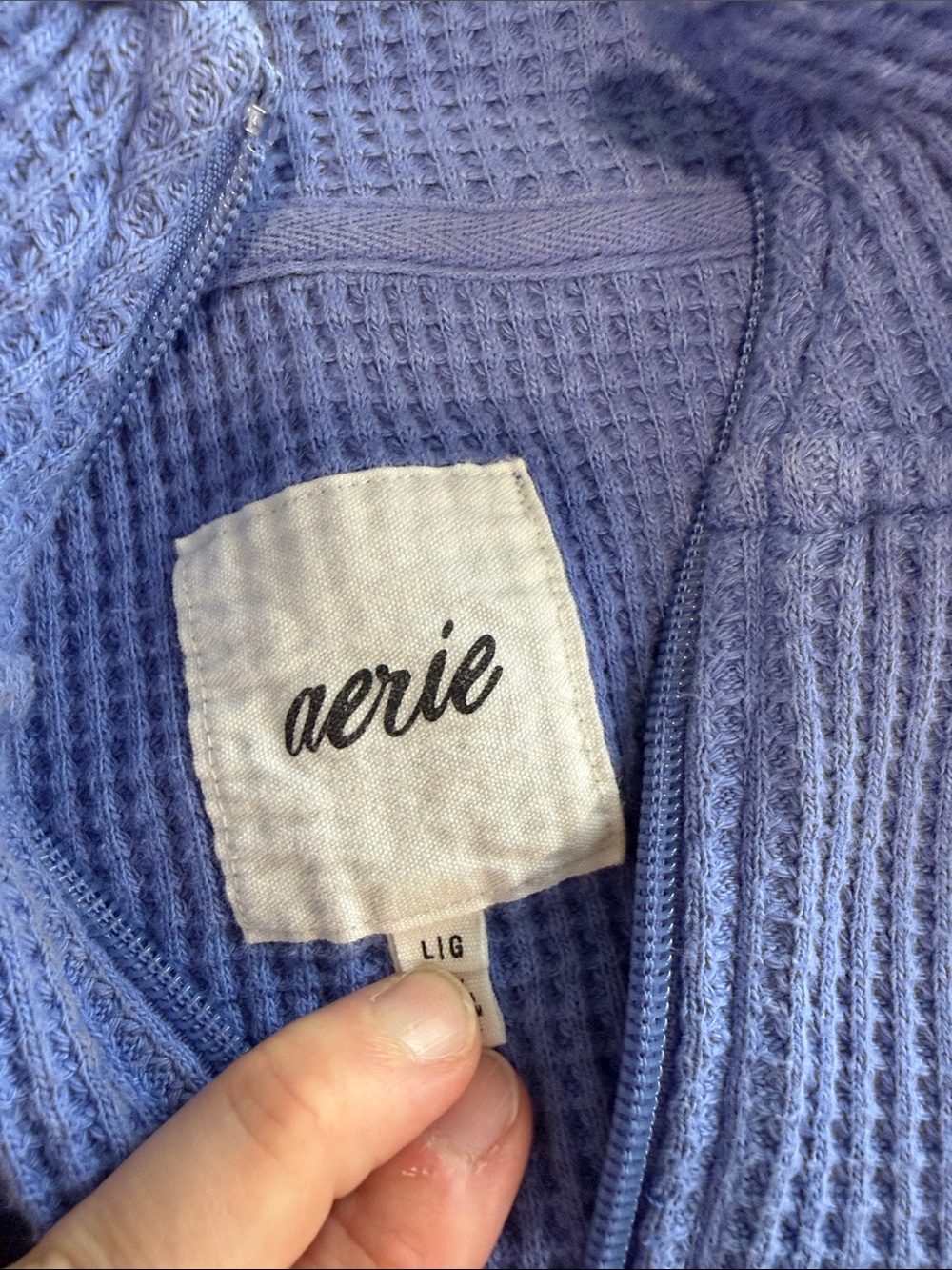 aerie Waffle-Knit Half-Zip Pullover in Periwinkle Blue - Picture 2 of 9